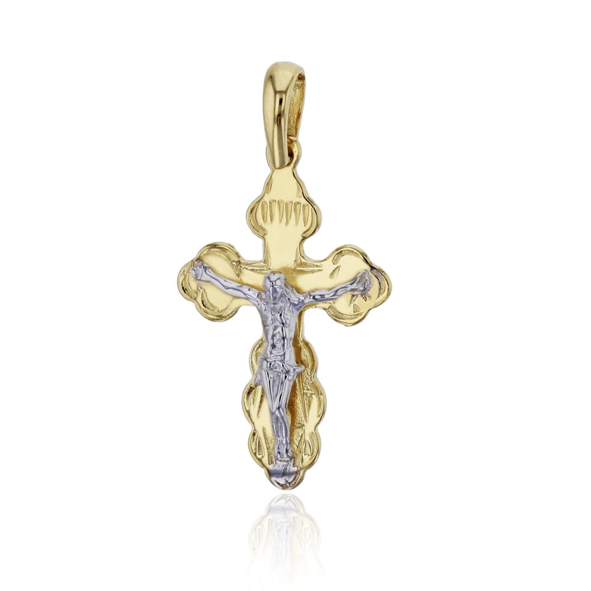 10K Two-Tone Gold 25x12mm Crucifix Cross Pendant