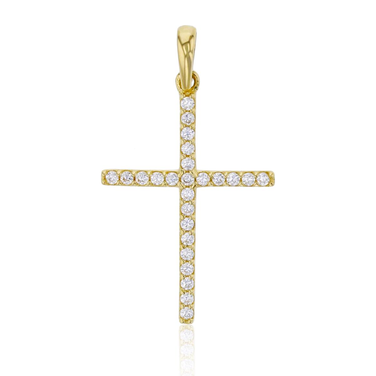 10K Yellow Gold 28x16mm Micropave Cross Pendant