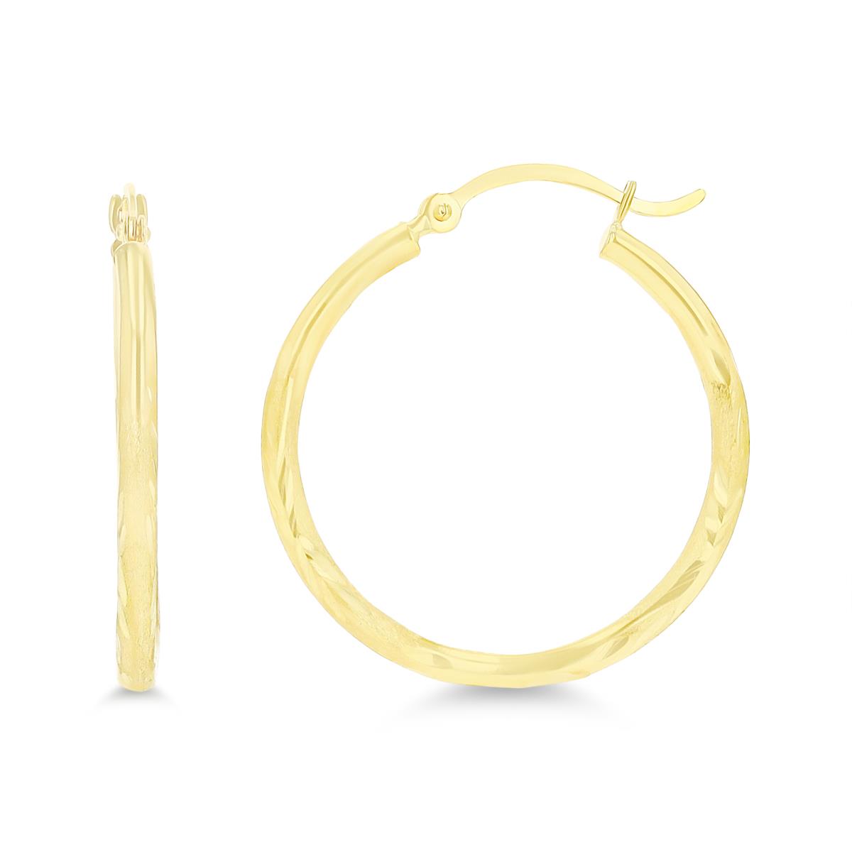 14K Yellow Gold 2X25MM DC Hoop Earrings