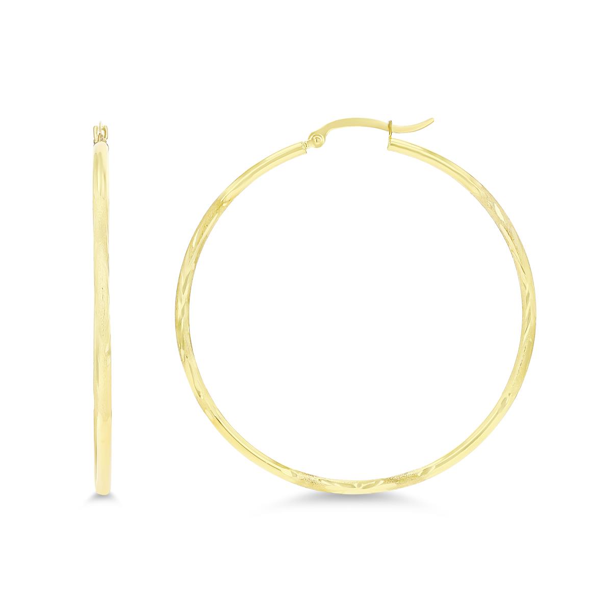 14K Yellow Gold 2X50MM DC Hoop Earrings