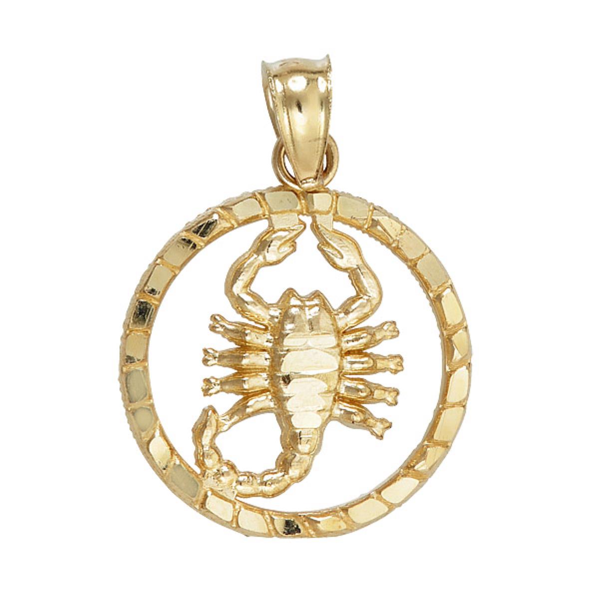 14K Yellow Gold Textured Scorpion Charm Pendant