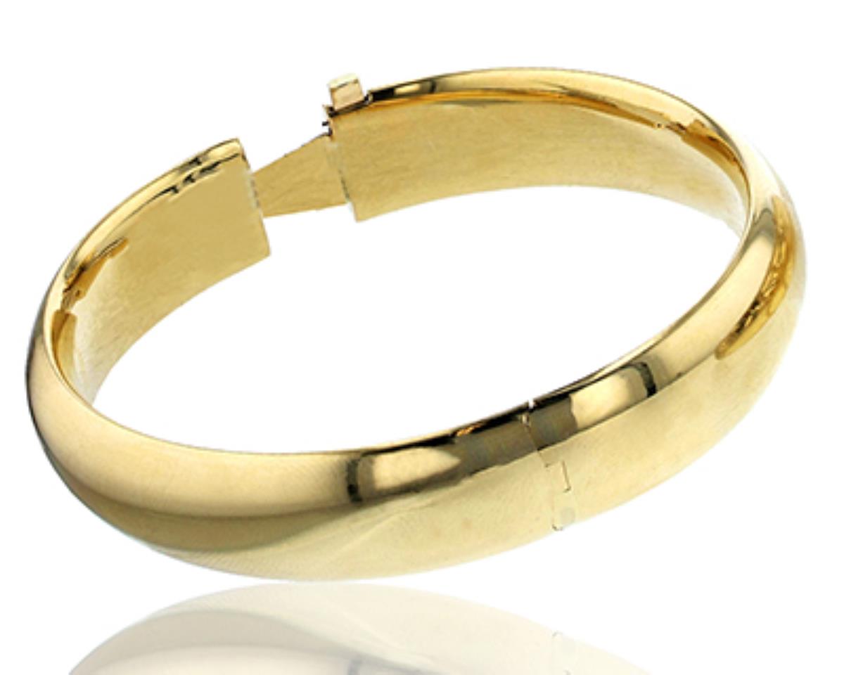 14K Yellow Gold Polished 9/16 7" Hollow Bangle