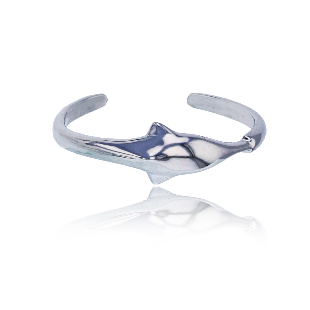 Sterling Silver Rhodium Polished Dolphin Fashion Knuckle Ring