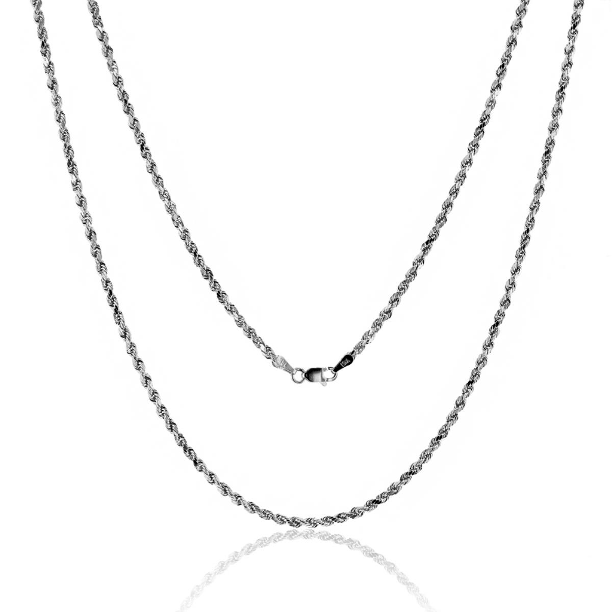 14K White Gold DC Hollow Rope 018 18" Chain