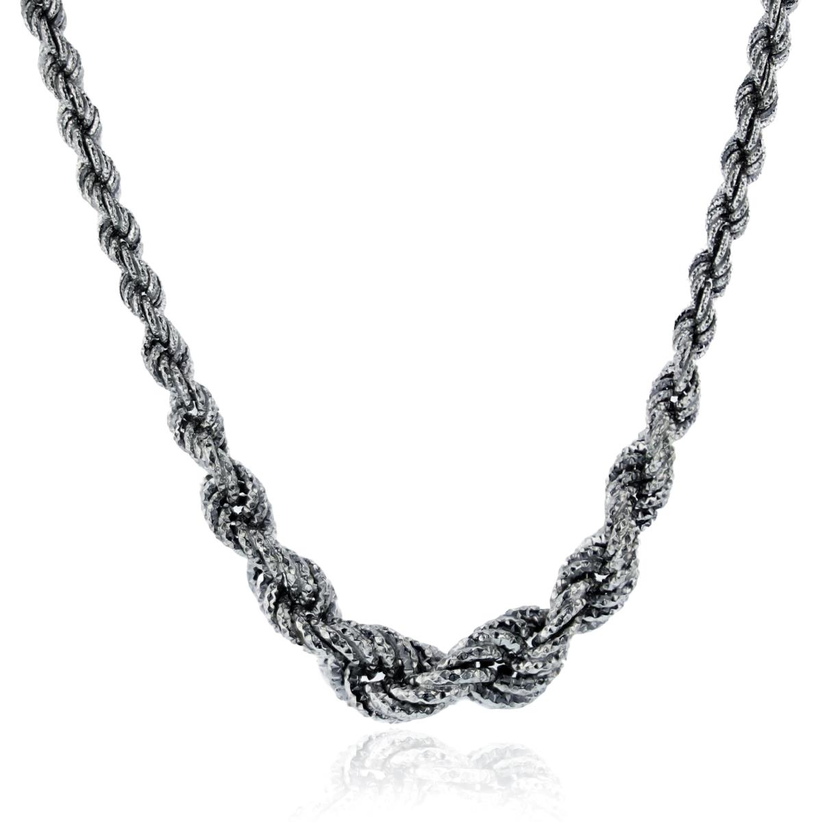 Sterling Silver Rhodium Diamond Cut Graduated Rope 17" Necklace