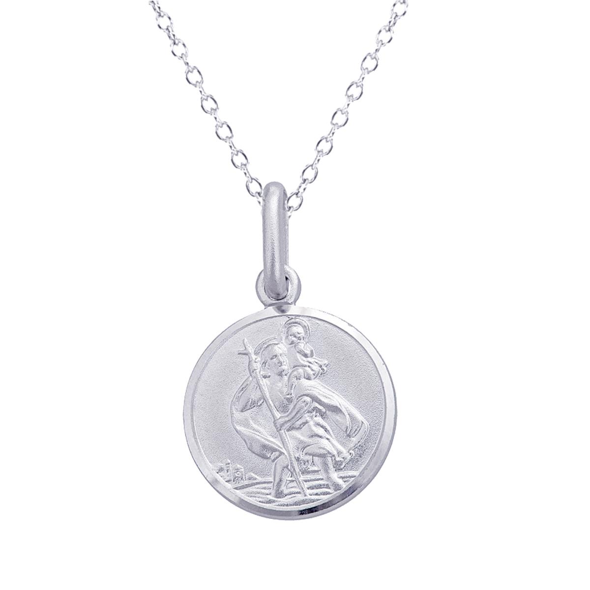 Sterling Silver mm Round St. Christopher Medal 18" Necklace