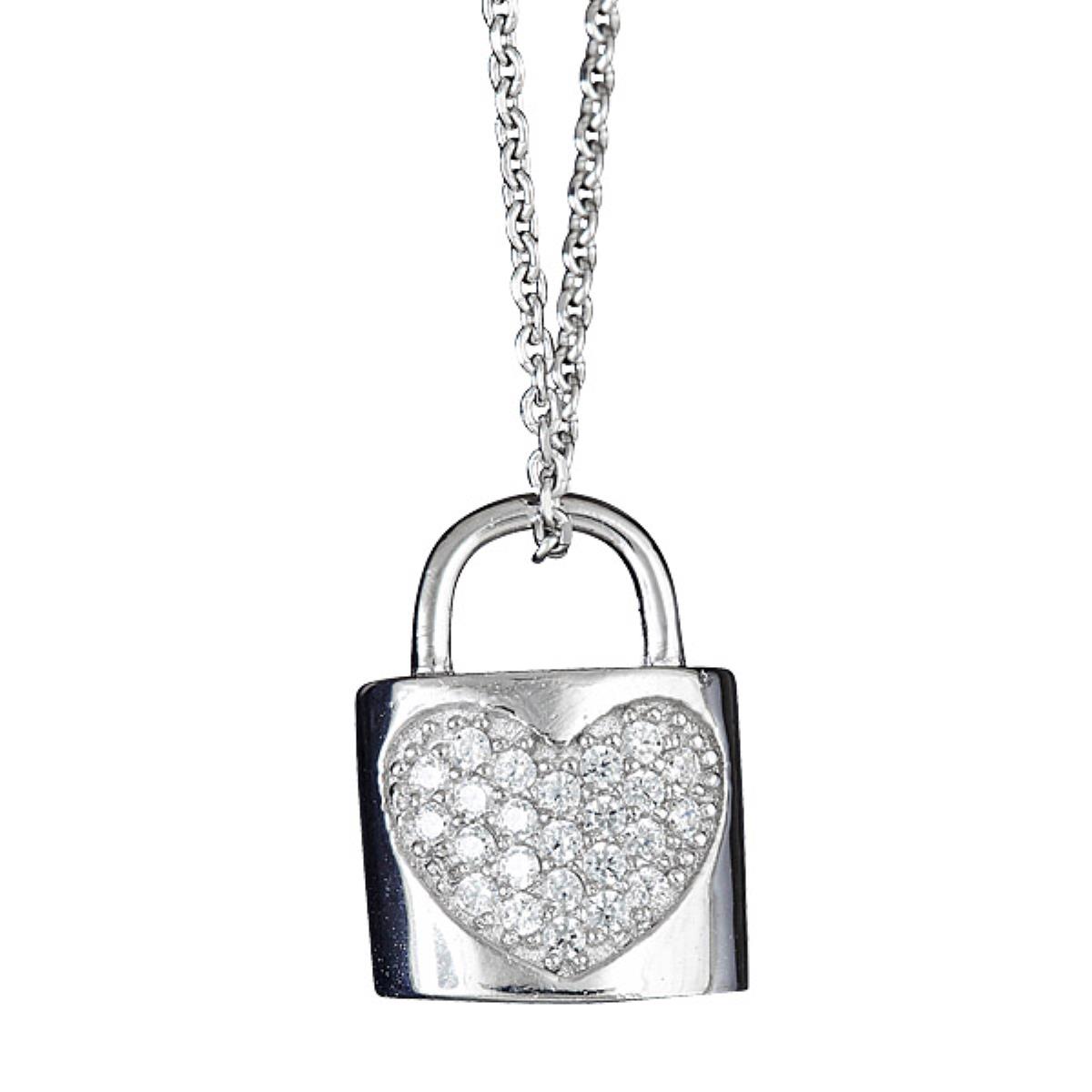 Sterling Silver Heart Lock 30" Necklace