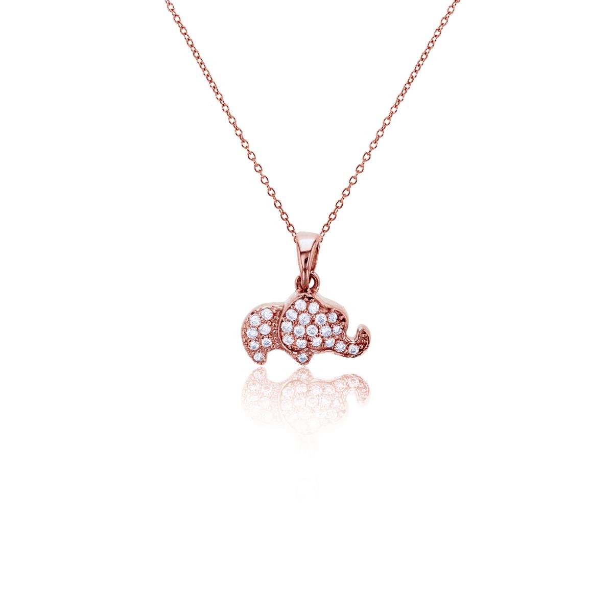 Sterling Silver Rose Pave Baby Elephant 13+2" Necklace