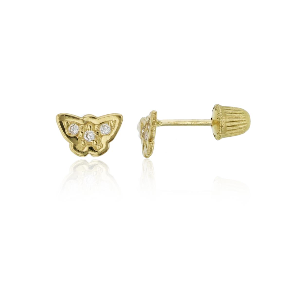 14K Yellow Gold 4x6mm Polished Petite Butterfly Screw-Back Stud Earring