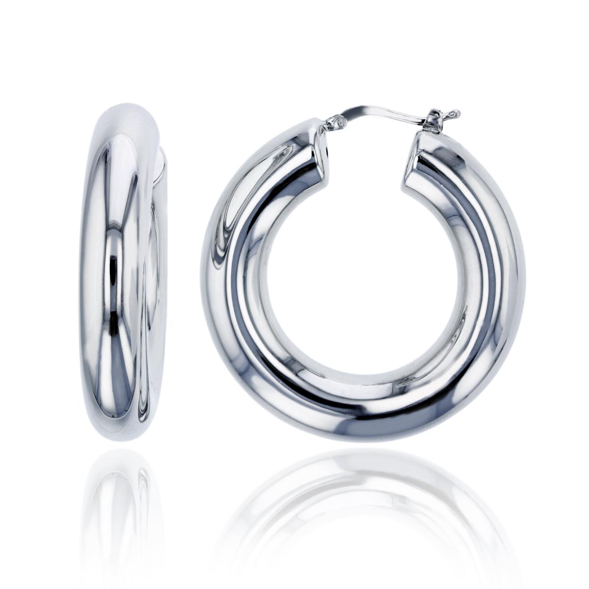 Sterling Silver Rhodium Electroformed High Polished 1 1/2" Hoop Earring