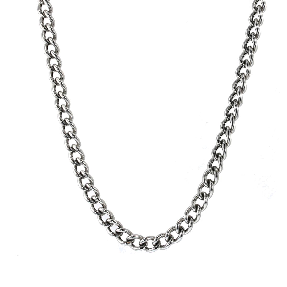 Sterling Silver Rhodium Polished 8.30mm 18" Cuban Chain