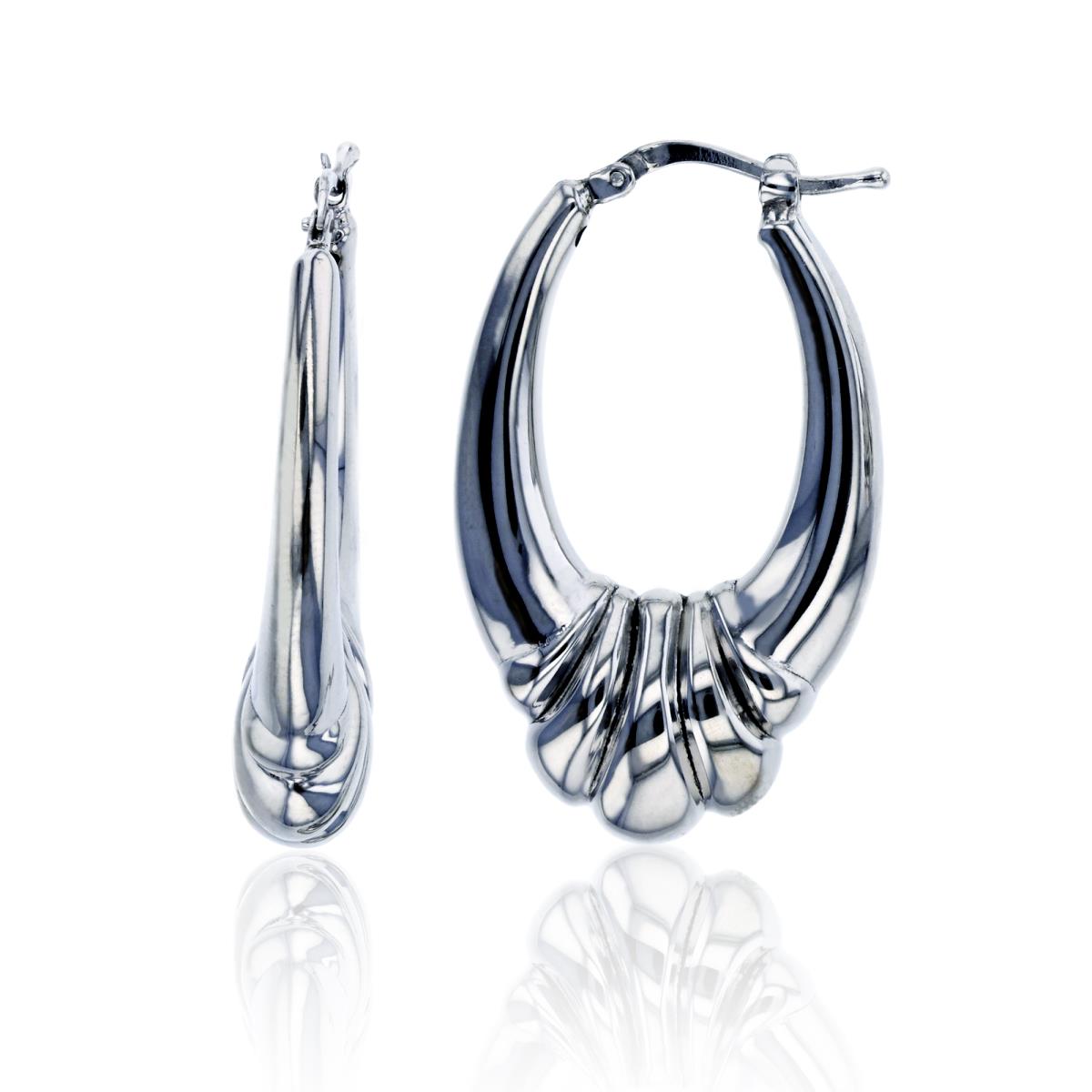 Sterling Silver Rhodium Electroformed High Polished Graduated Hoop Earring