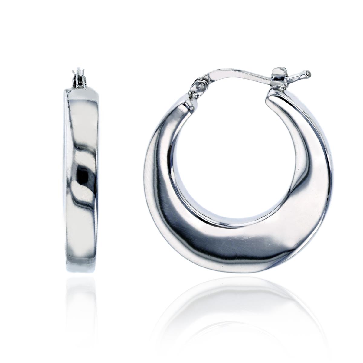 Sterling Silver Rhodium Electroformed Polished Graduated Hoop Earring