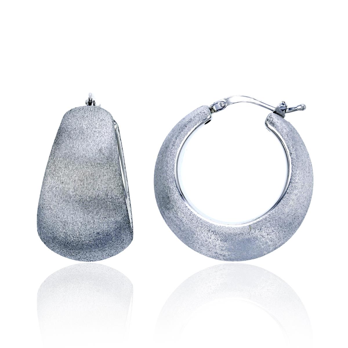 Sterling Silver Rhodium 28x16mm Electroformed Satin Finish Graduated Hoop Earring