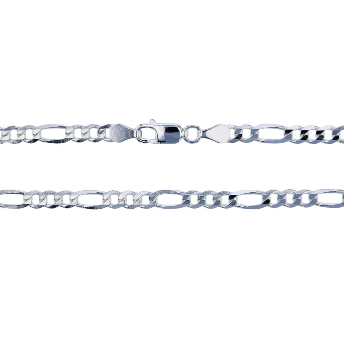 Sterling Silver Silver Plated Ecoat 4.00mm 100 20" Figaro Chain