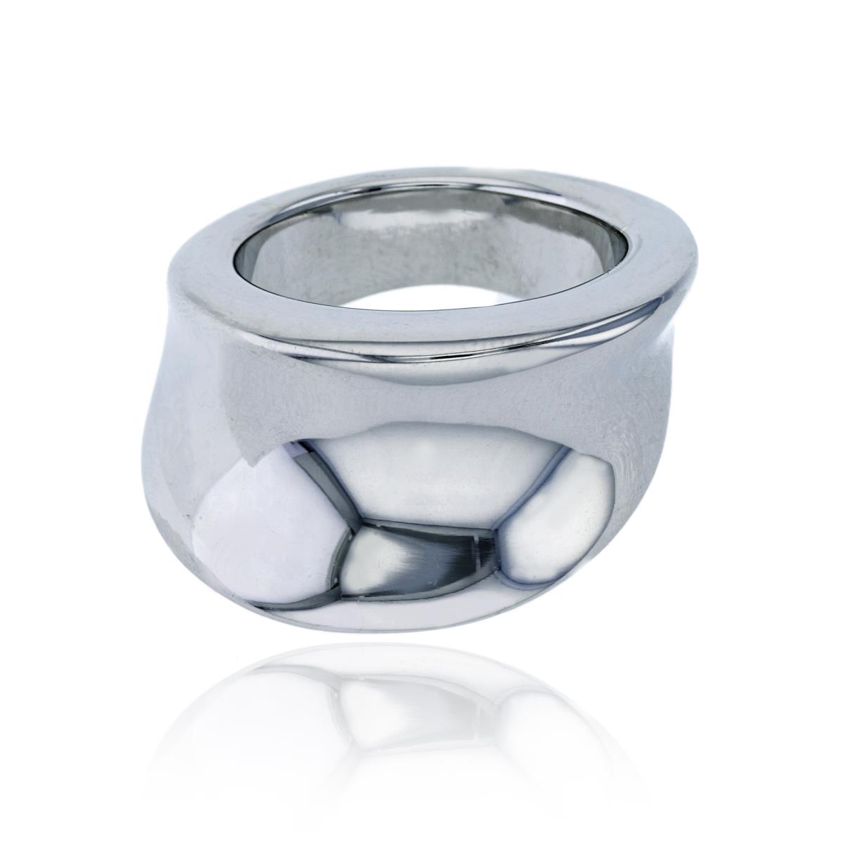 Sterling Silver Rhodium Electroformed High Polished 16mm Wide Concave Fashion Ring