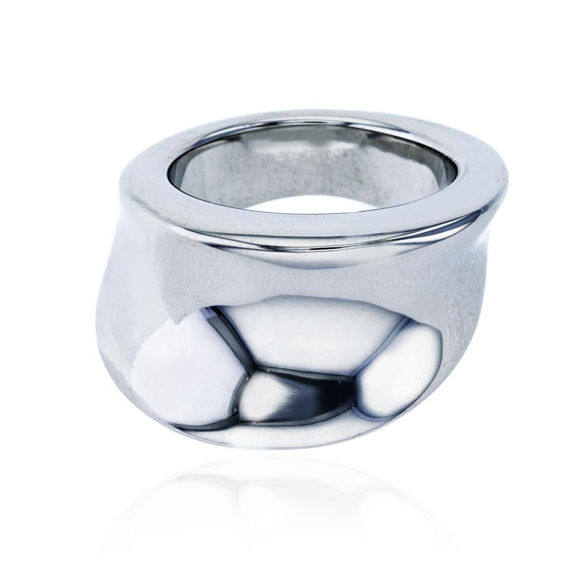 Sterling Silver Rhodium Electroformed High Polished 16mm Wide Concave Fashion Ring