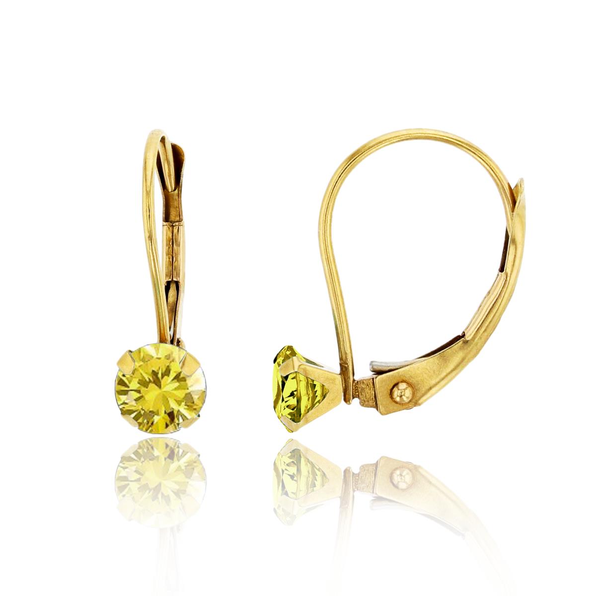 14K Yellow Gold 4.00mm Round Citrine Martini Leverback Earring