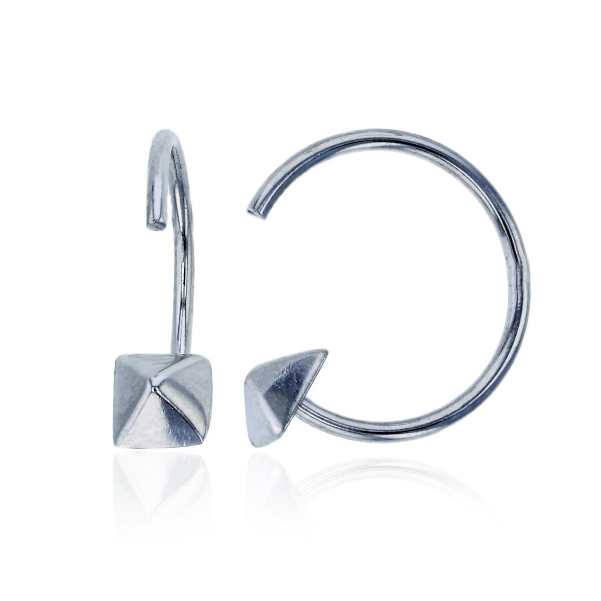 Sterling Silver Rhodium 16x5mm Polished Arrow Open Hoop Earring