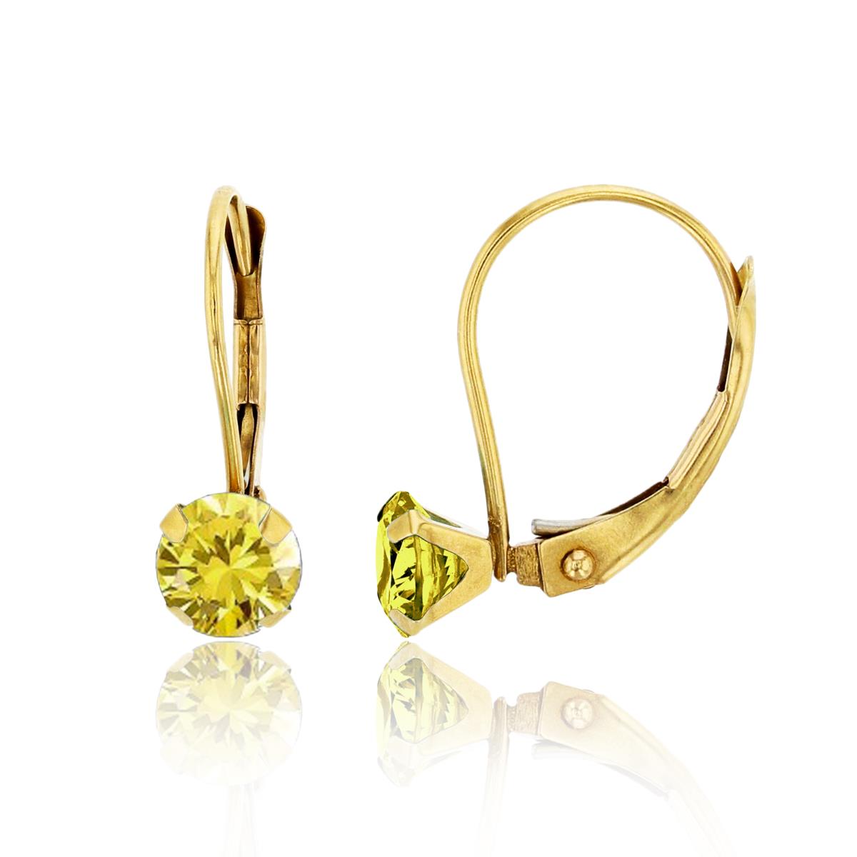 10K Yellow Gold 6.00mm Round Citrine Martini Leverback Earring