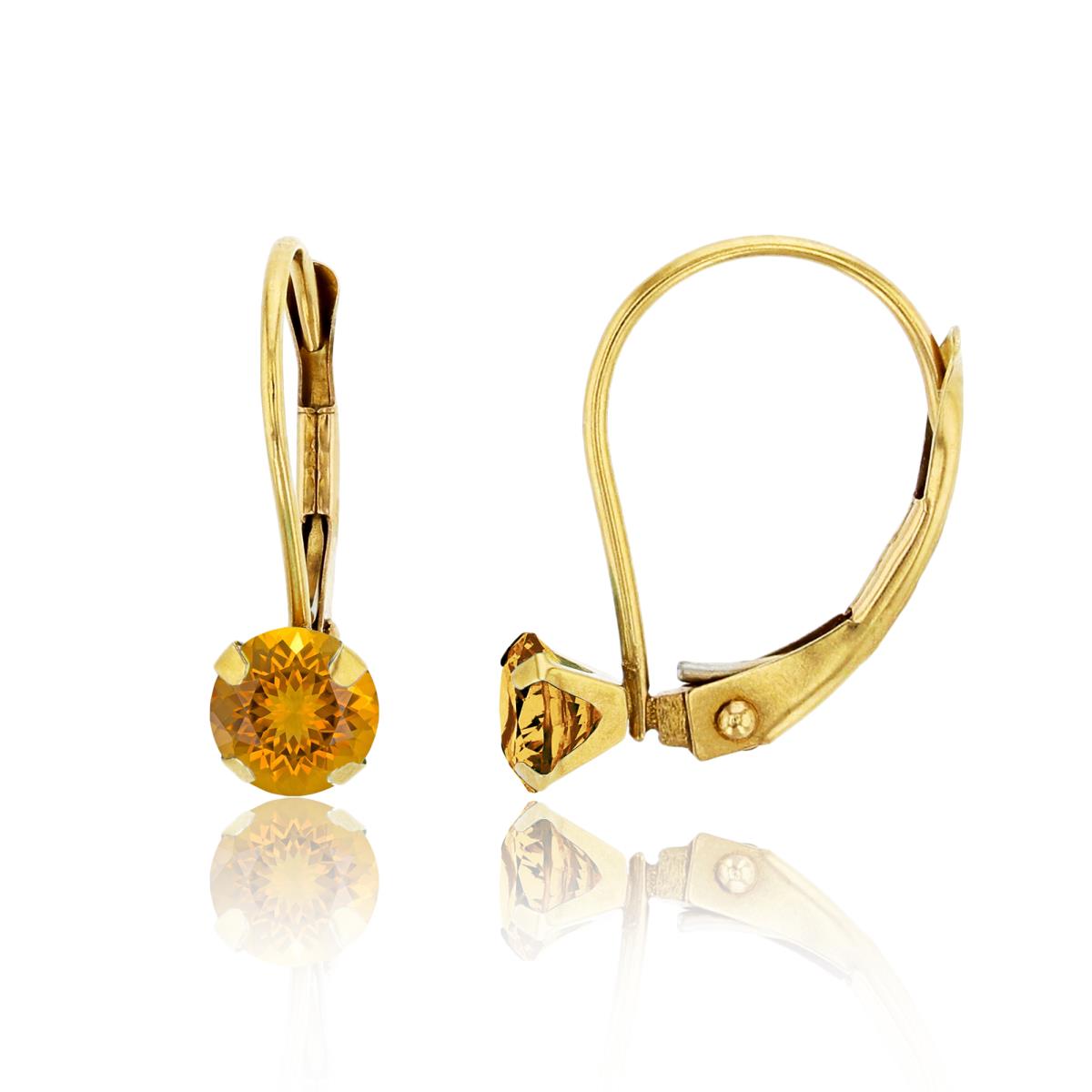 14K Yellow Gold 4.00mm Round Madeira Citrine Martini Leverback Earring