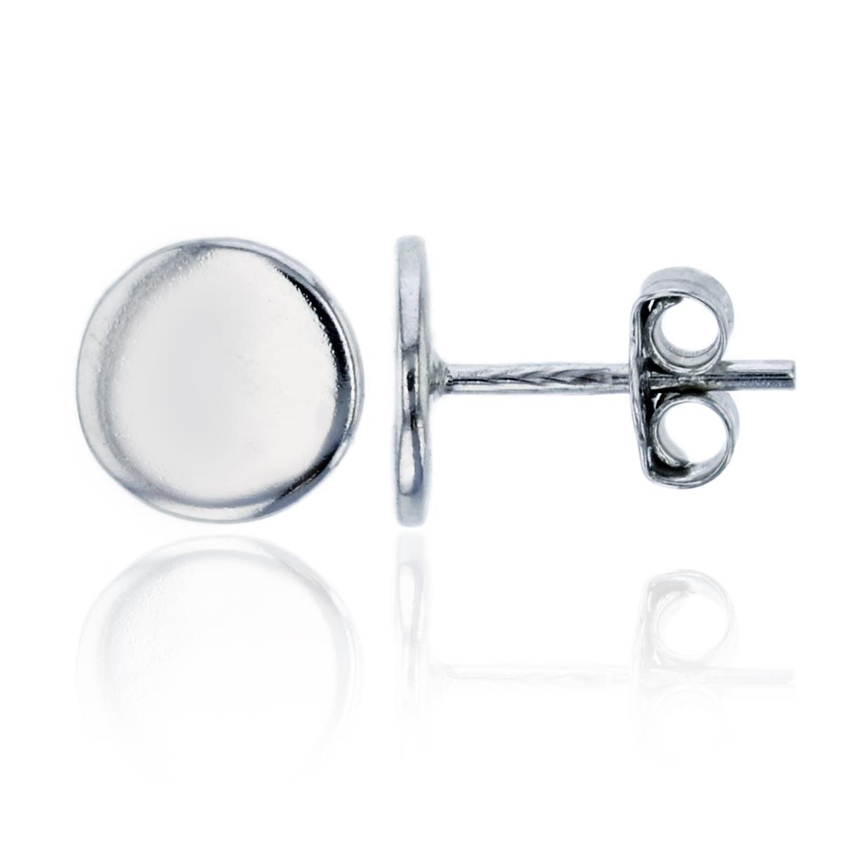 Sterling Silver Rhodium 7.50mm Polished Flat Circle Stud Earring