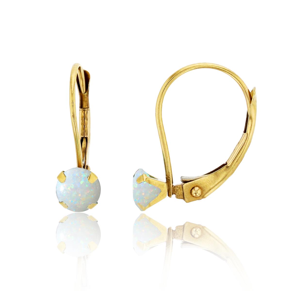 14K Yellow Gold 4.00mm Round Opal Martini Leverback Earring