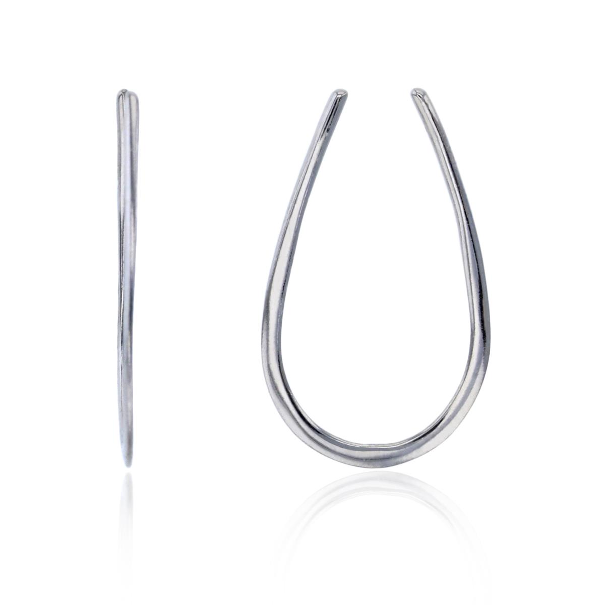Sterling Silver Rhodium Polished Thin Horseshoe Shape Wire Dangling Earring