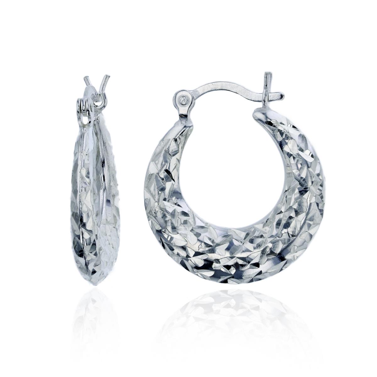 Sterling Silver Silver Plated Diamond Cut Graduated Circle Hoop Earring