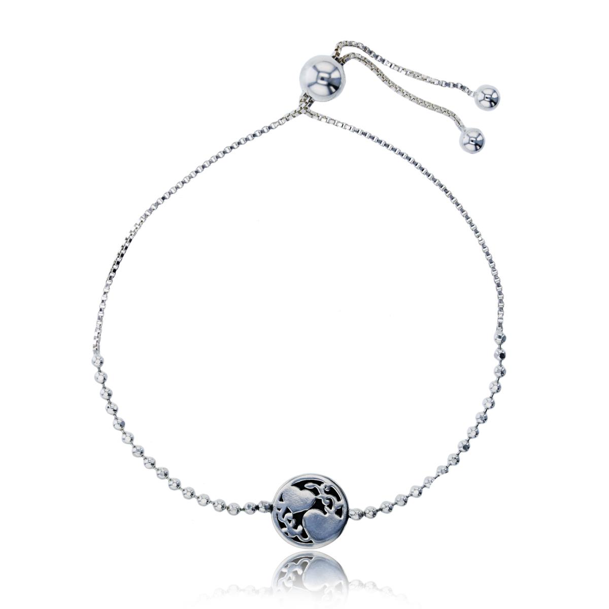 Sterling Silver Silver Plated Antique Hearts Filigree Adjustable Bracelet
