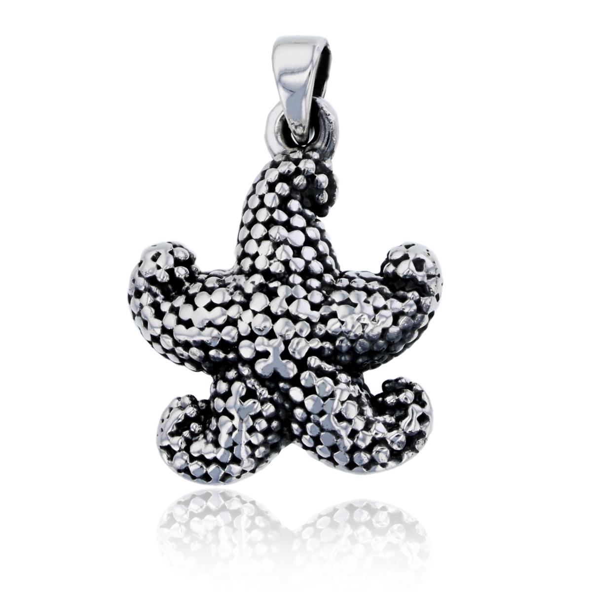 Sterling Silver Oxidized Antique Starfish Dangling Pendant