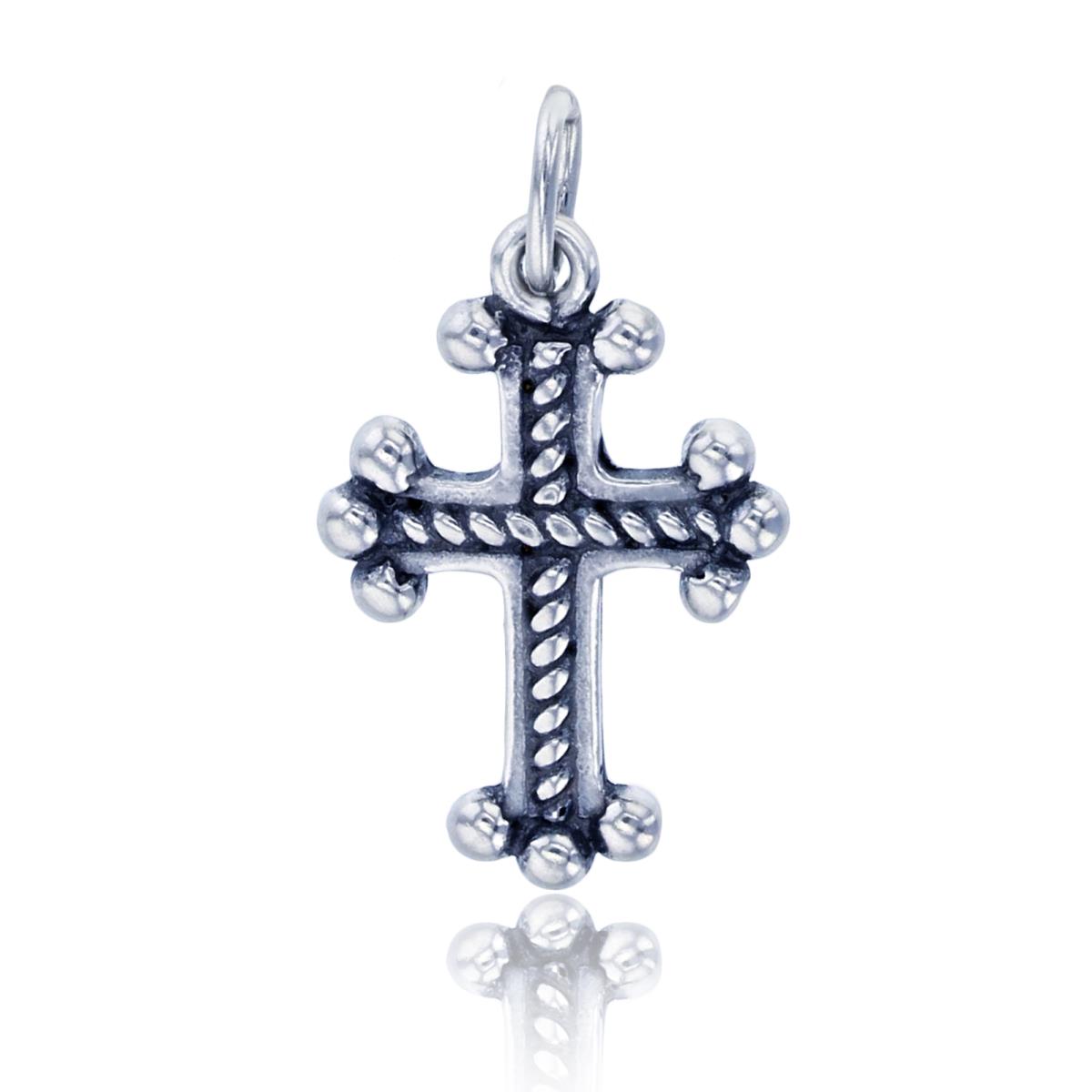 Sterling Silver Oxidized 21x12mm Antique Cross Pendant