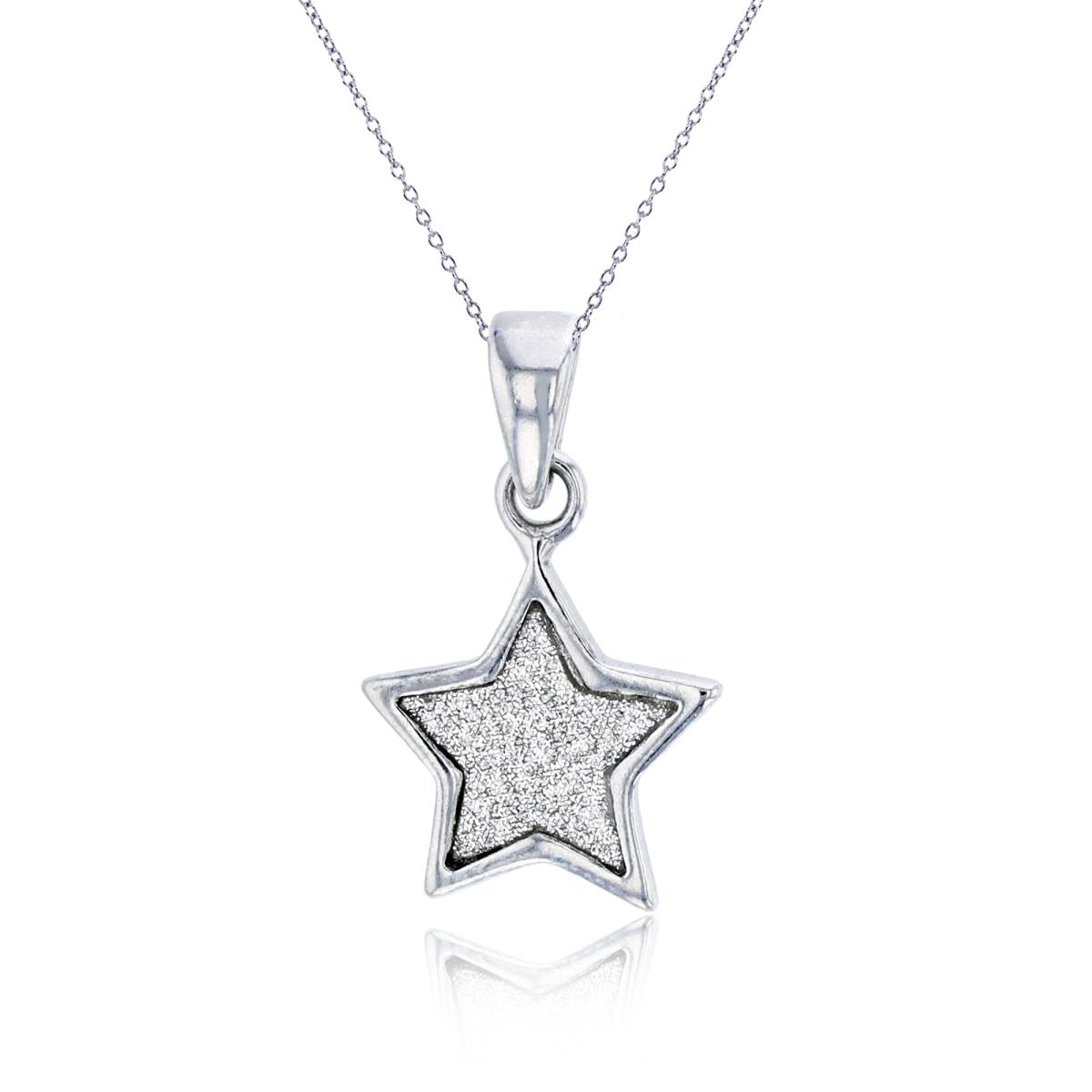 Sterling Silver Rhodium Glitter Star 18" Necklace