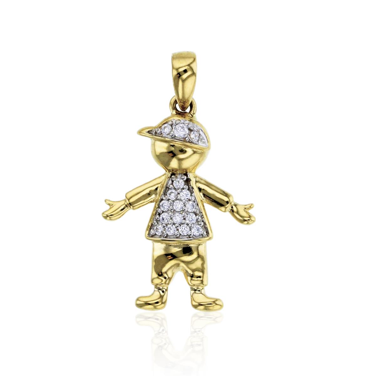 10K Yellow Gold Pave Boy Pendant