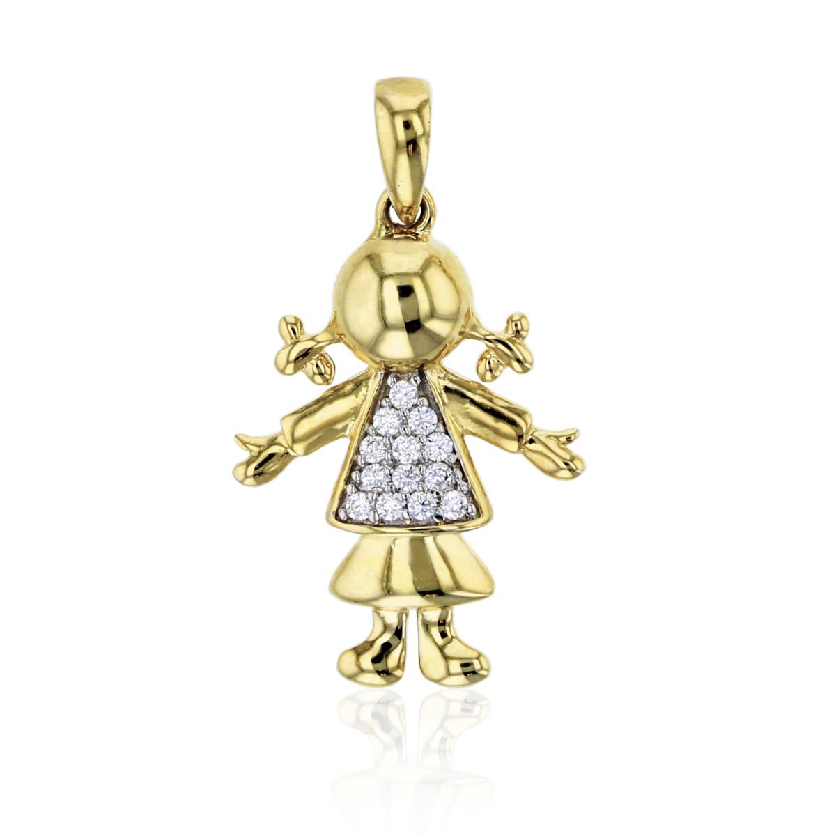 10K Yellow Gold Pave Girl Pendant