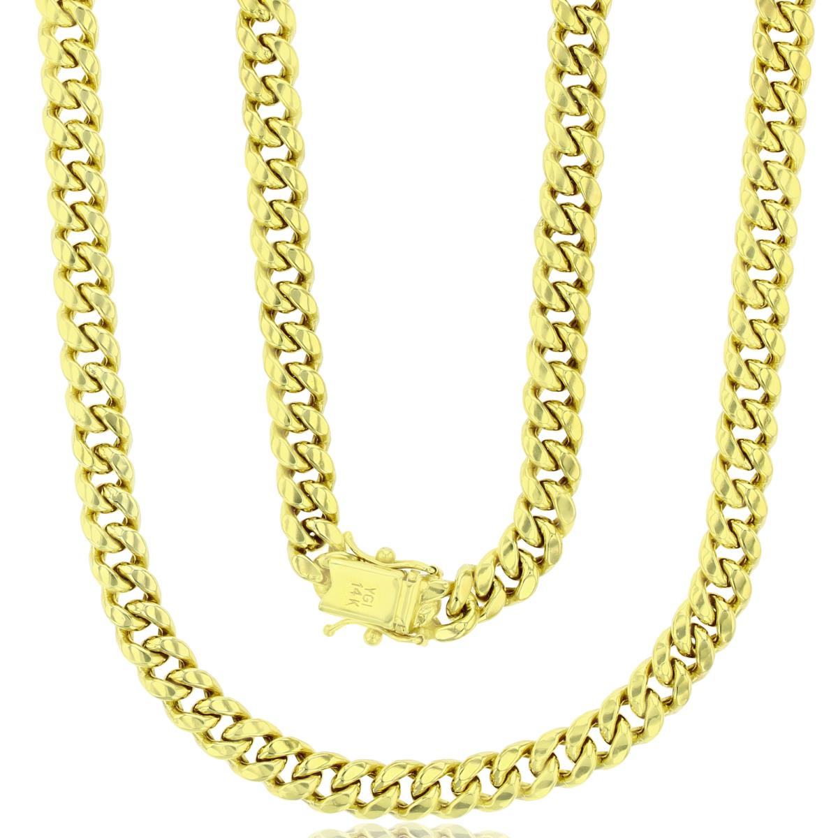 14K Yellow Gold 6.60mm 18" Hollow Miami Cuban 180 Chain with Box Lock