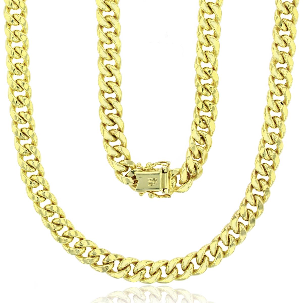 14K Yellow Gold 7.60mm 18" Hollow Miami Cuban 200 Chain with Box Lock