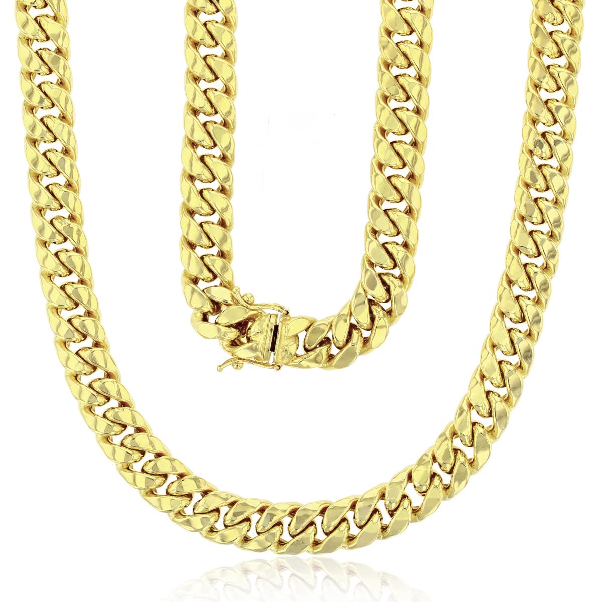 14K Yellow Gold 9.30mm 18" Hollow Miami Cuban 250 Chain with Box Lock