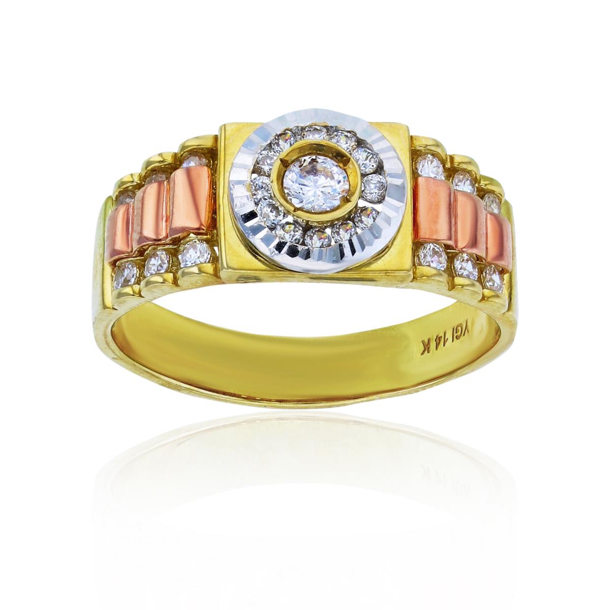 14K Gold Tricolor 10mm Bezel Ring