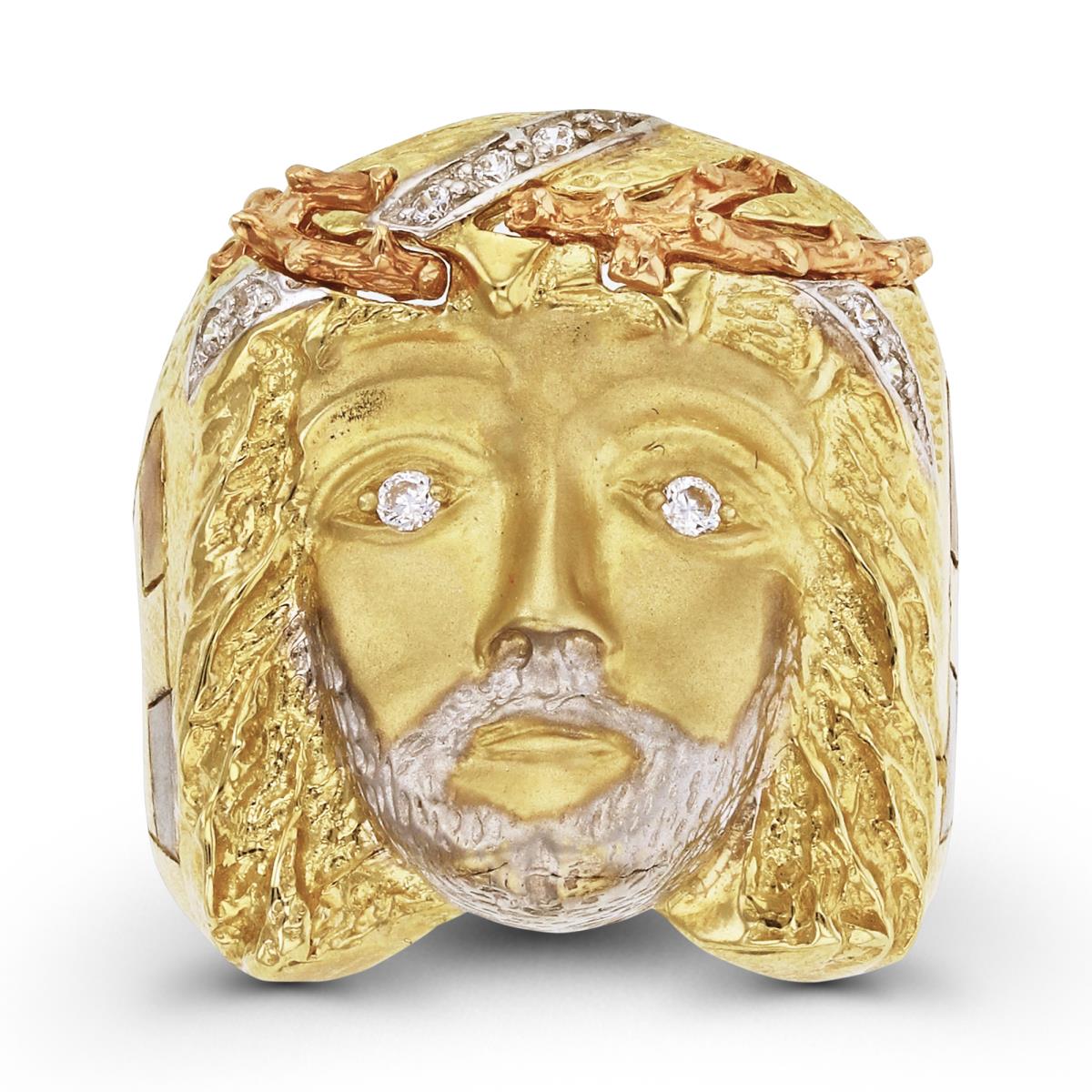 14K Gold Tricolor 25mm Jesus Head Ring
