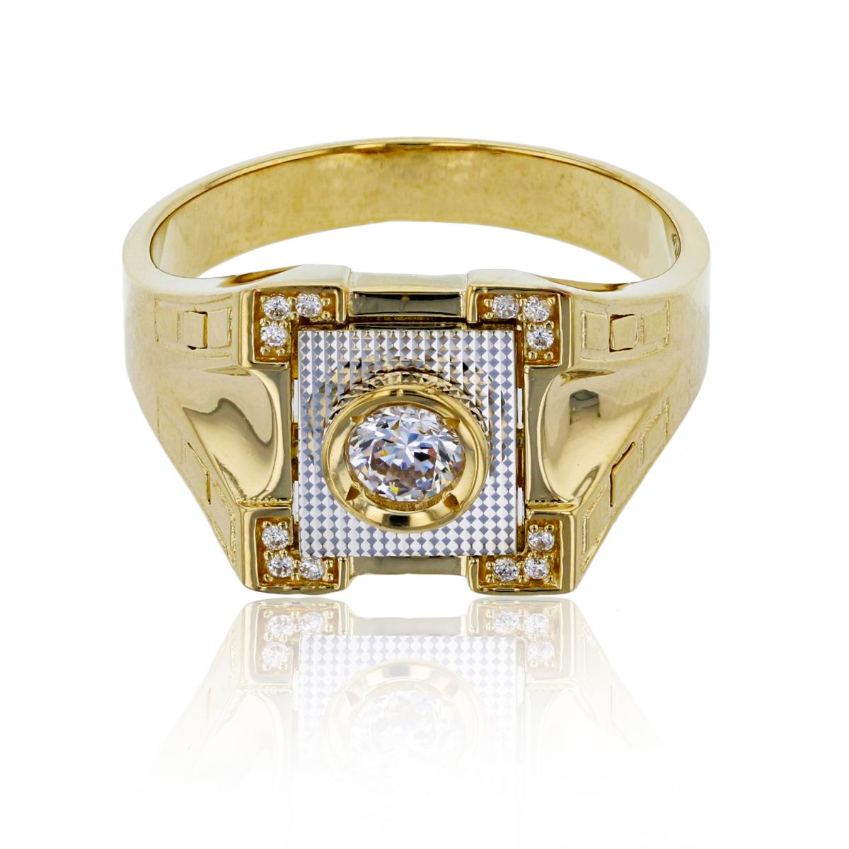 14K Gold Yellow & White 14mm Square Bezel Ring