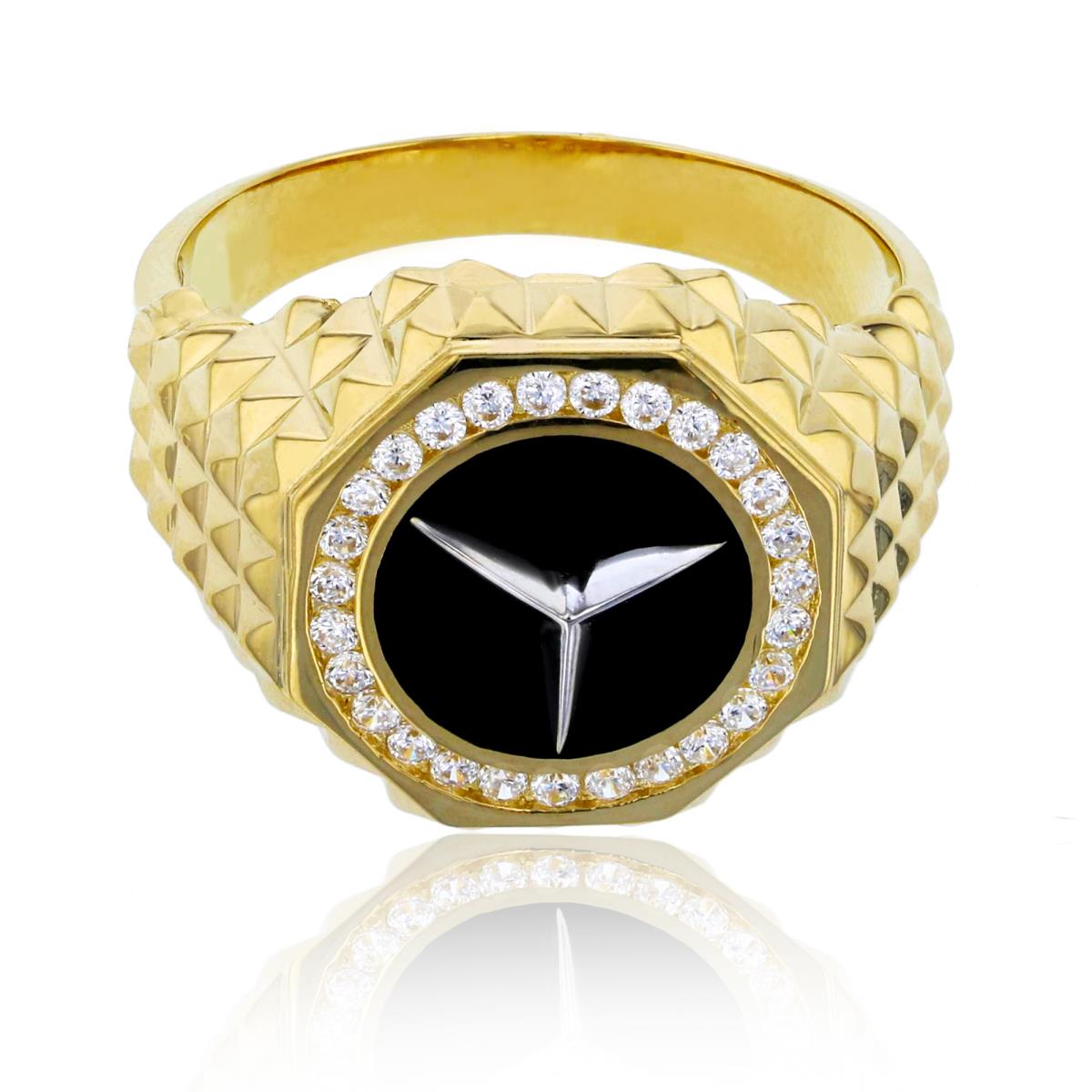 14K Gold Yellow & White 19mm Fashion Black Onlyx Ring