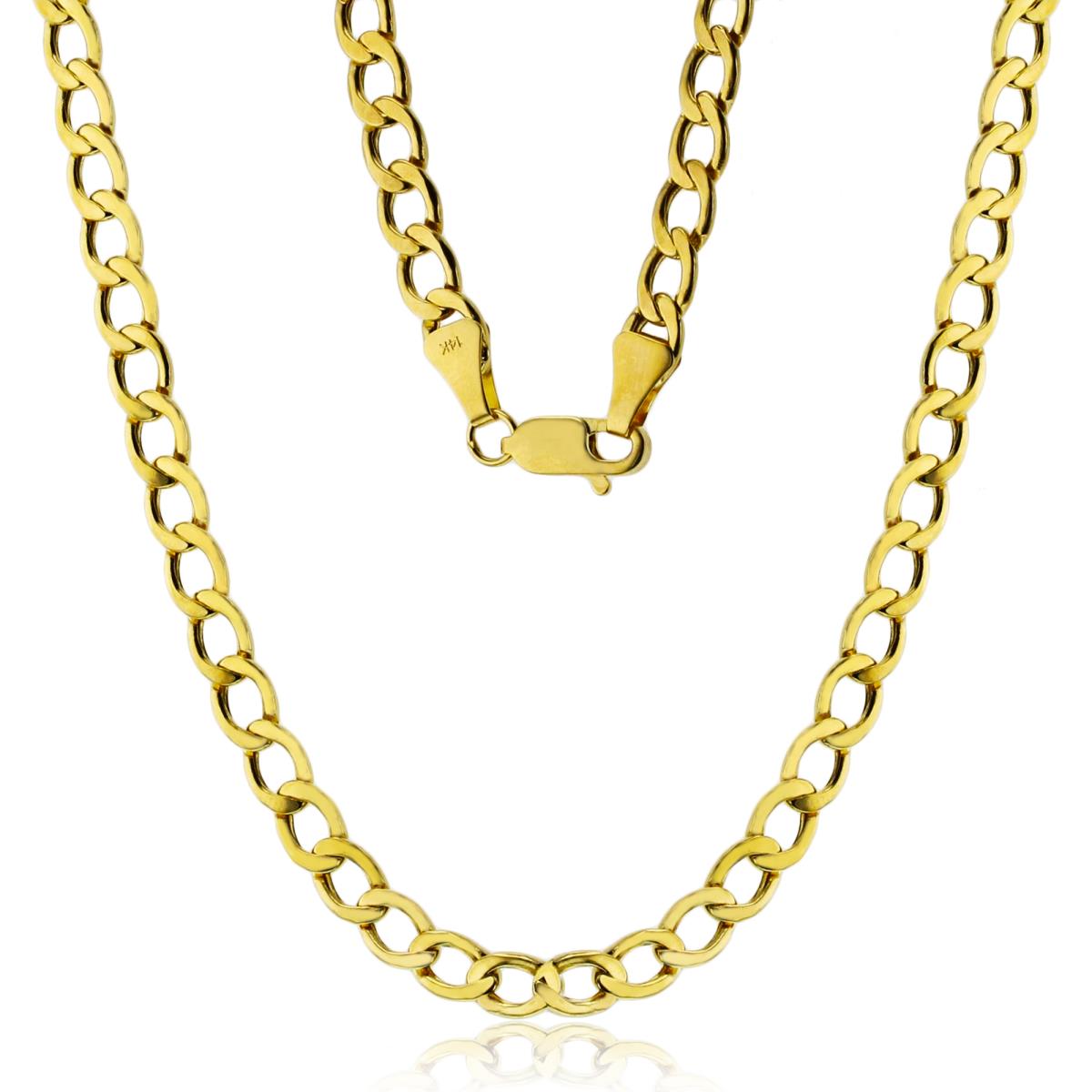 14K Yellow Gold 5.20mm 18" Hollow Open Curb 120 Chain