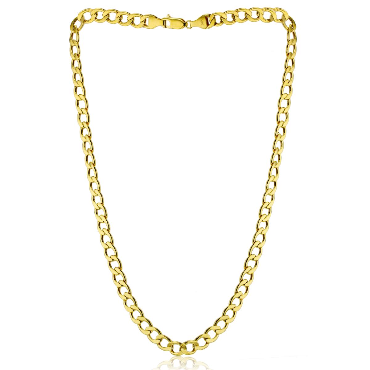 14K Yellow Gold 7.00mm 18" Hollow Open Curb 160 Chain