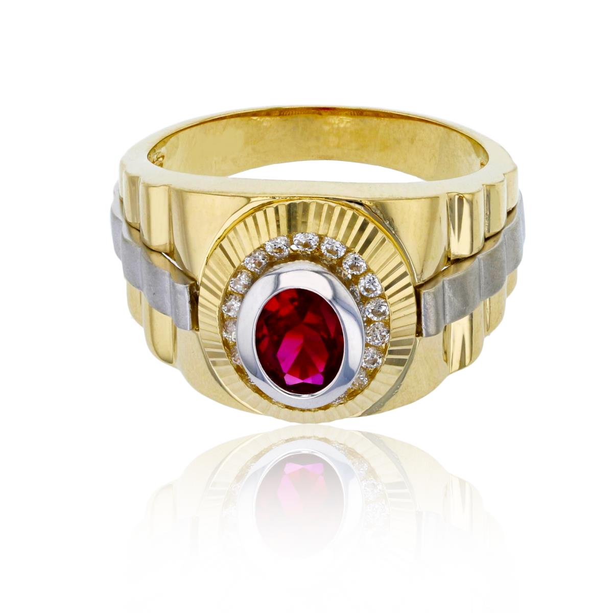 14K Gold 27mm Oval Ruby Bezel Ring