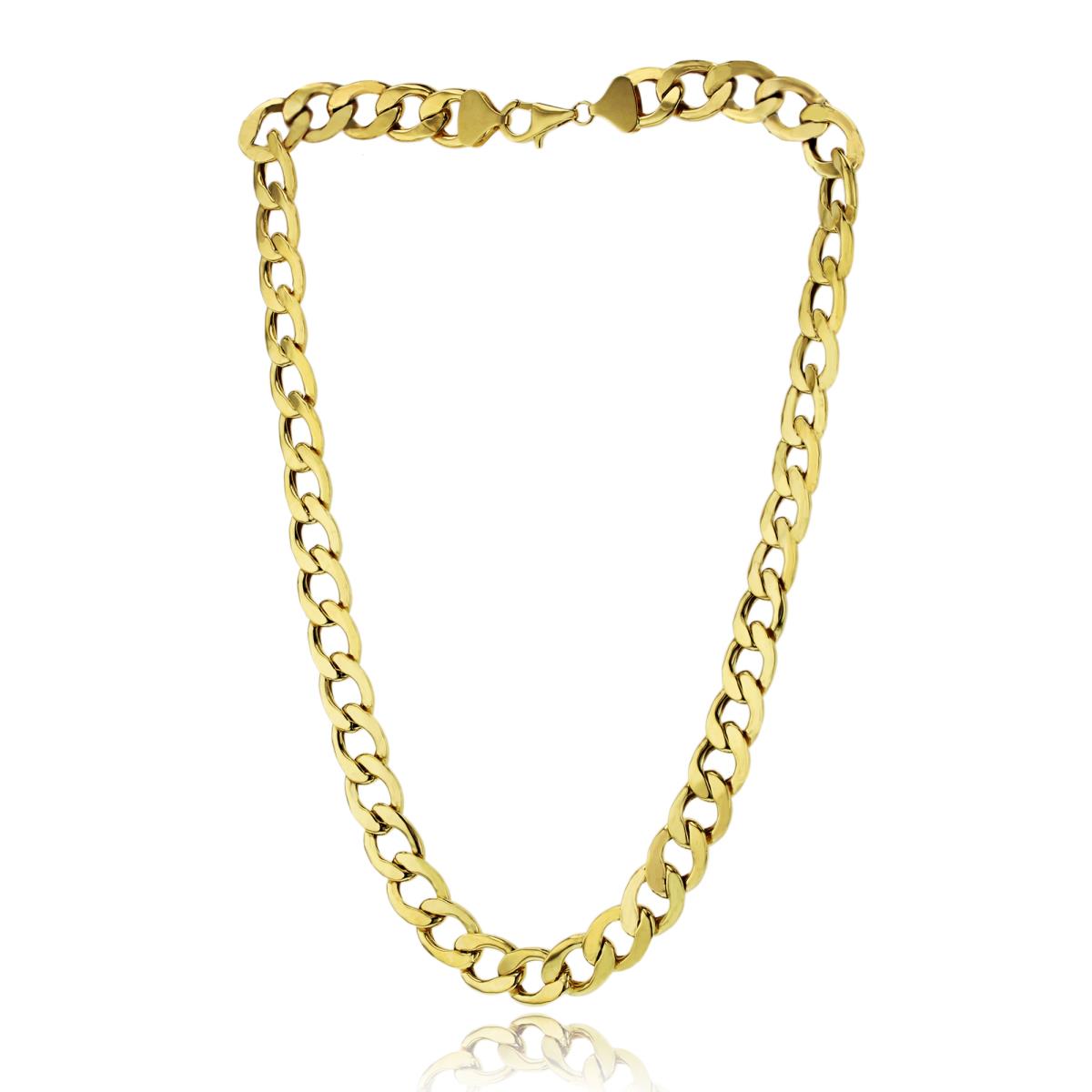 14K Yellow Gold 11.00mm 18" Hollow Open Curb 250 Chain