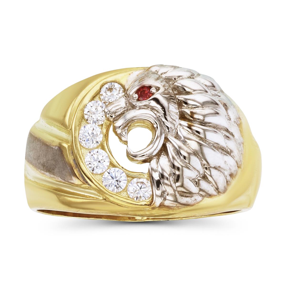 14K Gold Yellow & White 17mm Lion Head Ring