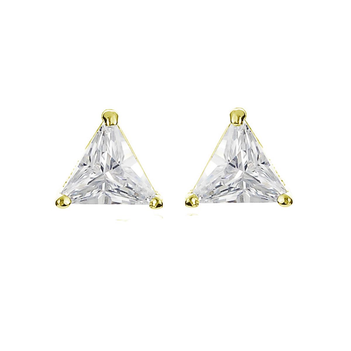 Sterling Silver Yellow 6x6mm AAA Trillion Solitaire Stud