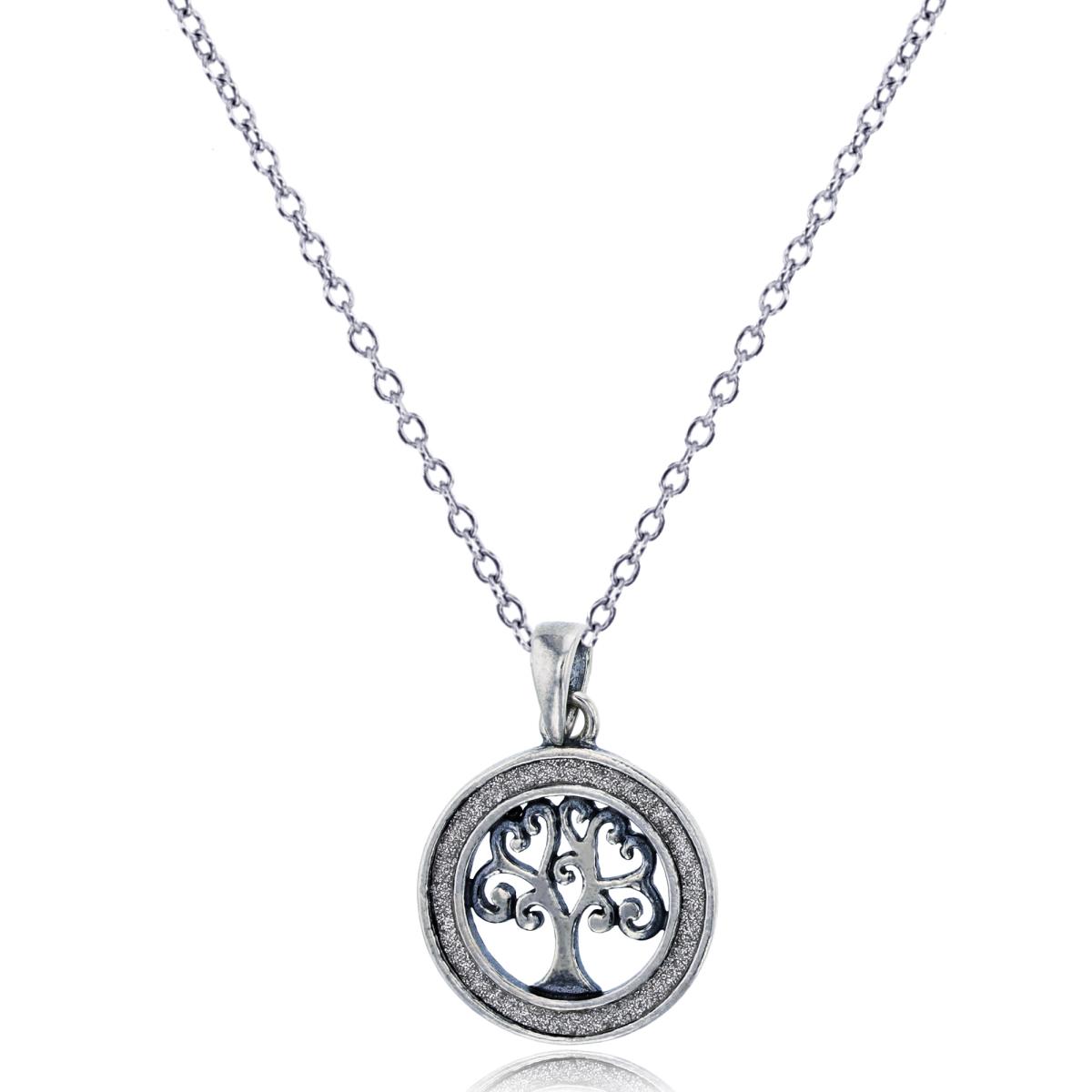 Sterling Silver Oxidized Antique Giltter Tree Of Life 18" Necklace