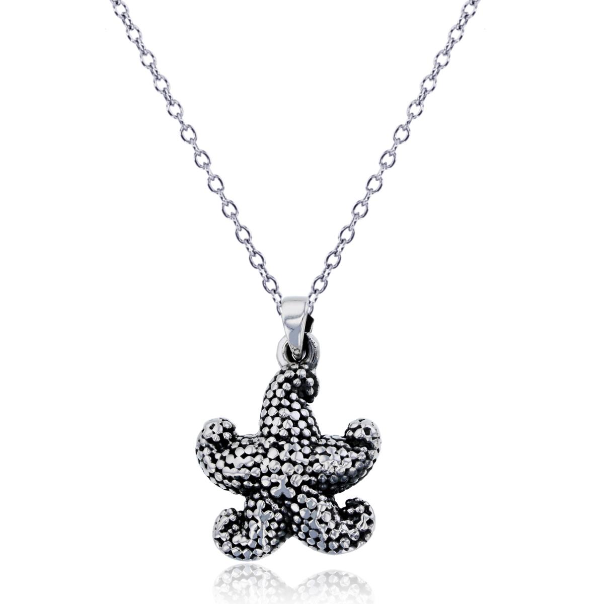 Sterling Silver Oxidized Antique Starfish Dangling 18" Necklace